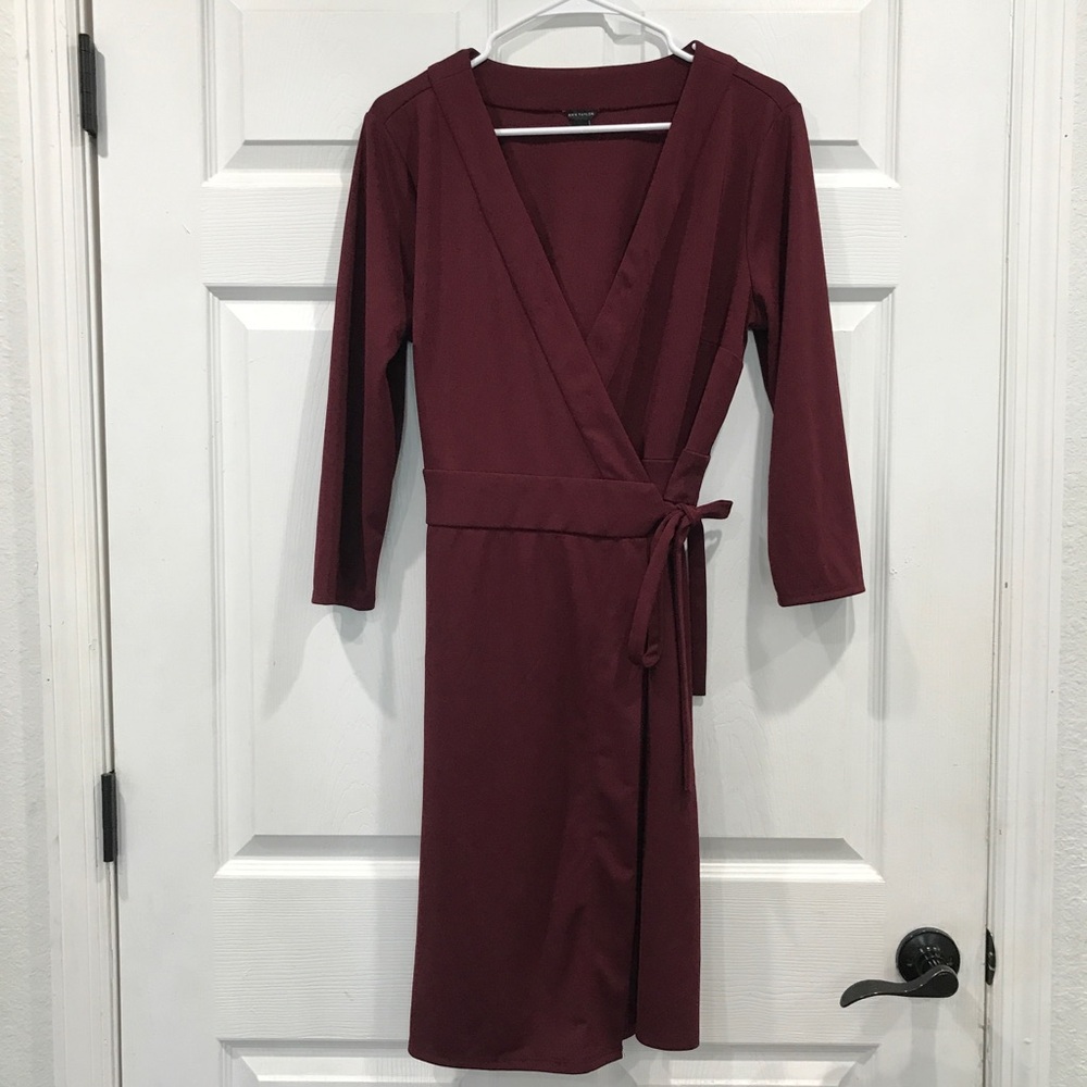 Ann Taylor Burgundy Wrap Dress Size 12